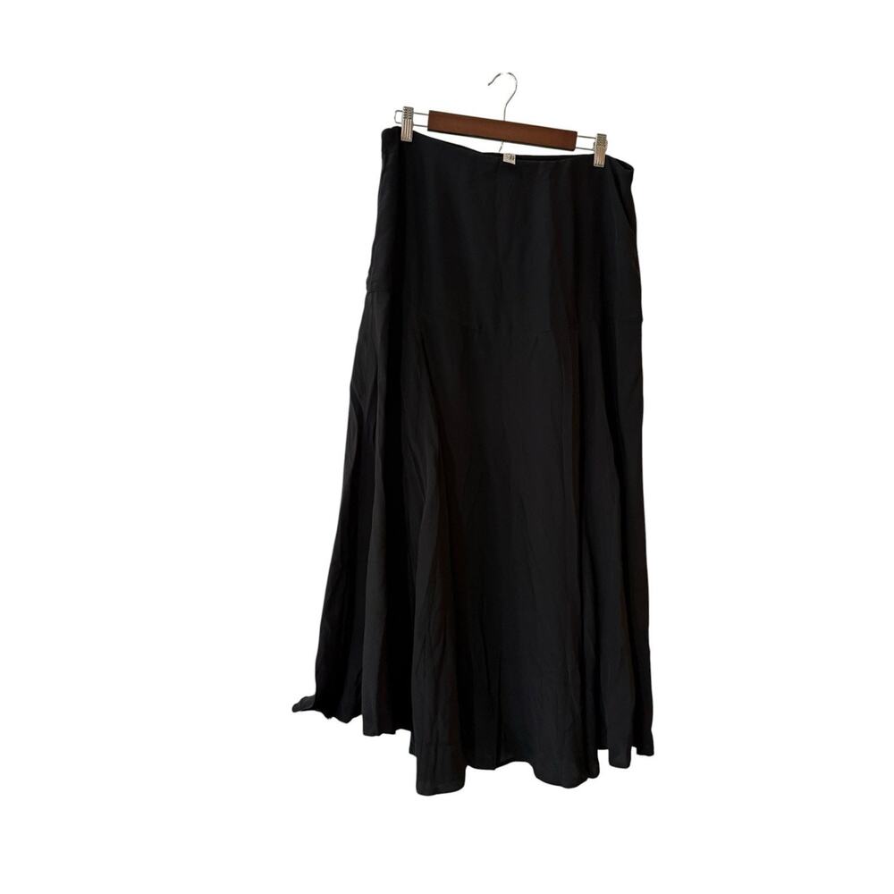 Madewell Circle Midi Skirt Crepe de Chine Jet Black Side Slit Size 14 NWT - Picture 7 of 10